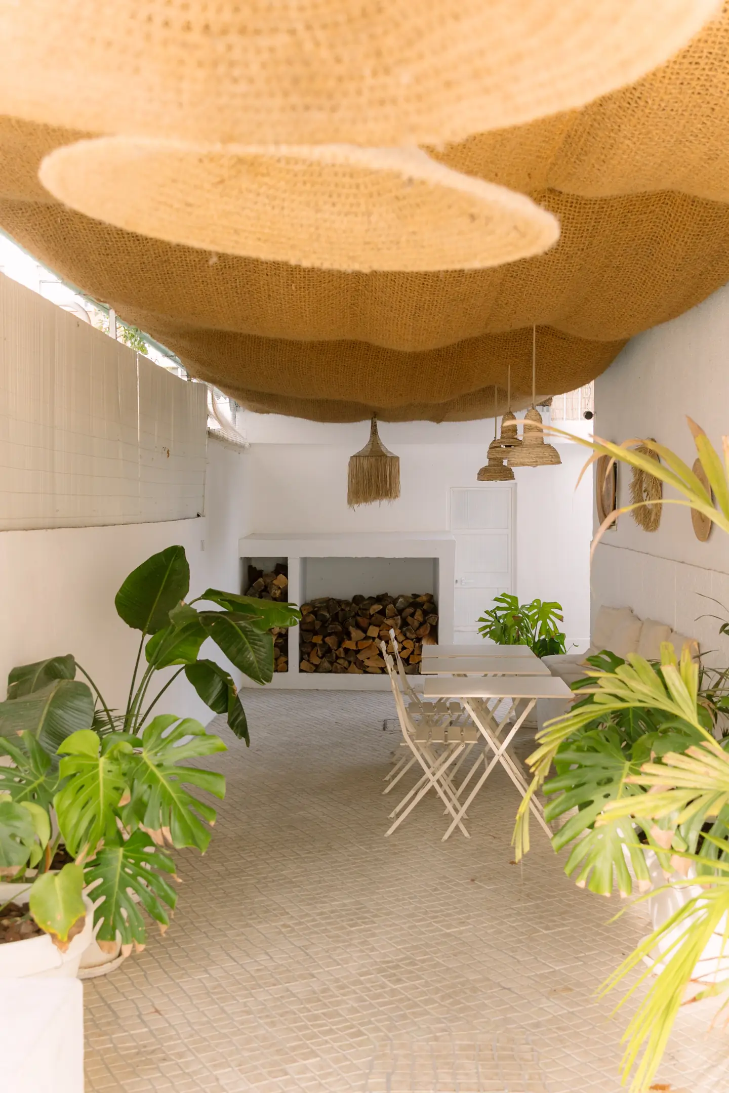 Cool porch with a wooden table and chairs